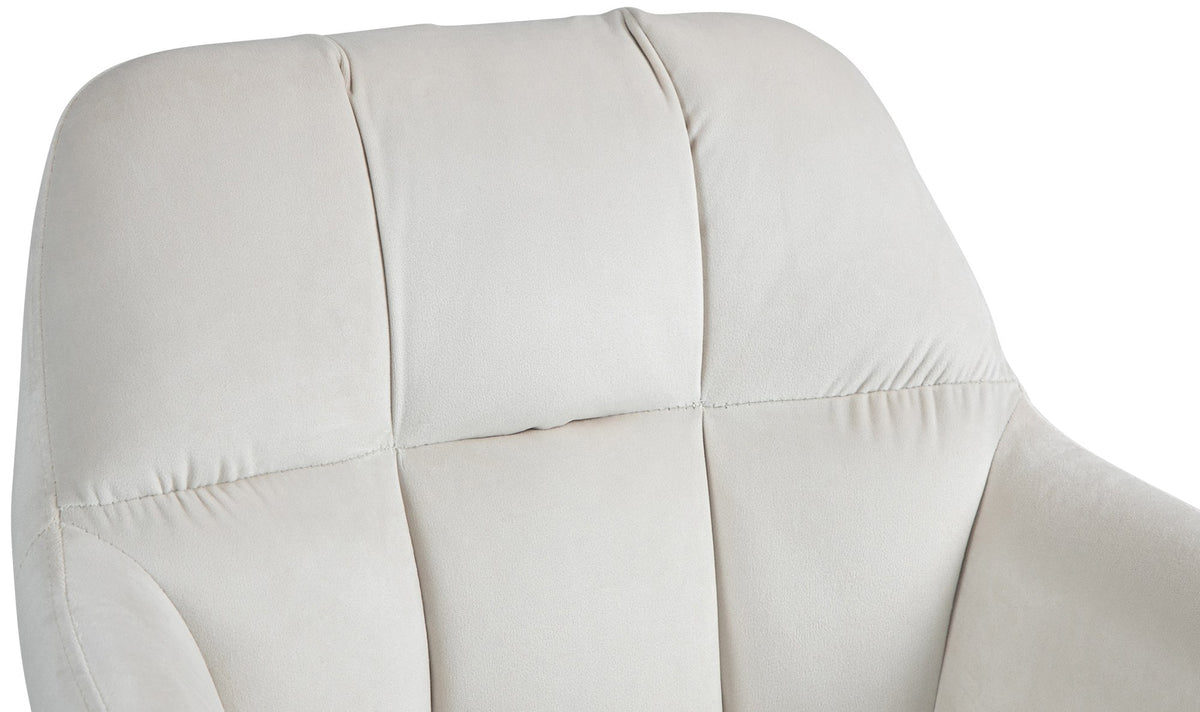 Barkruk Natoma fluweel creme,Metaal mat wit creme