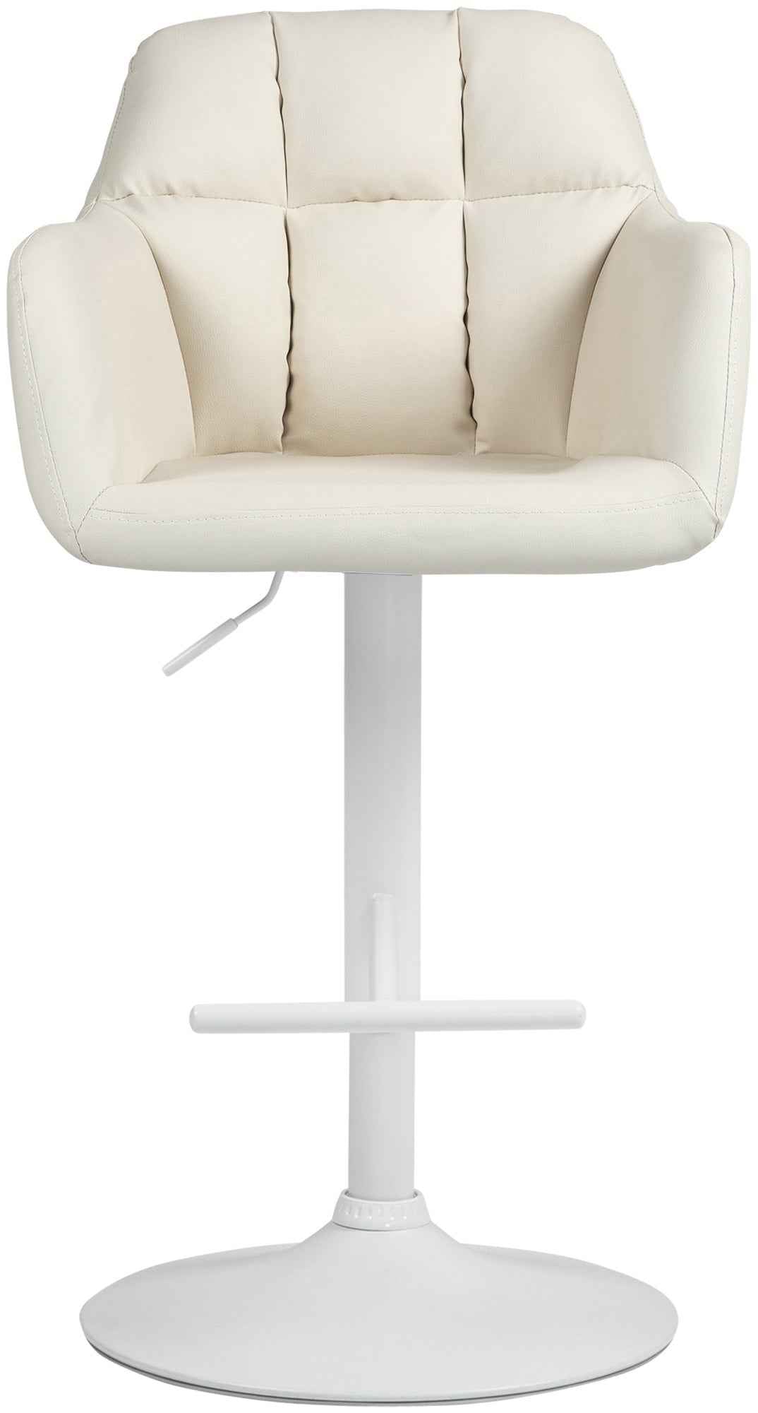 Barkruk Natoma kunstleer creme,Metaal mat wit creme