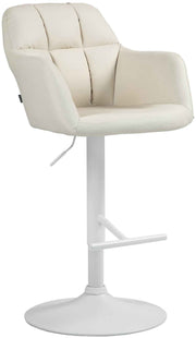 Barkruk Natoma kunstleer creme,Metaal mat wit creme