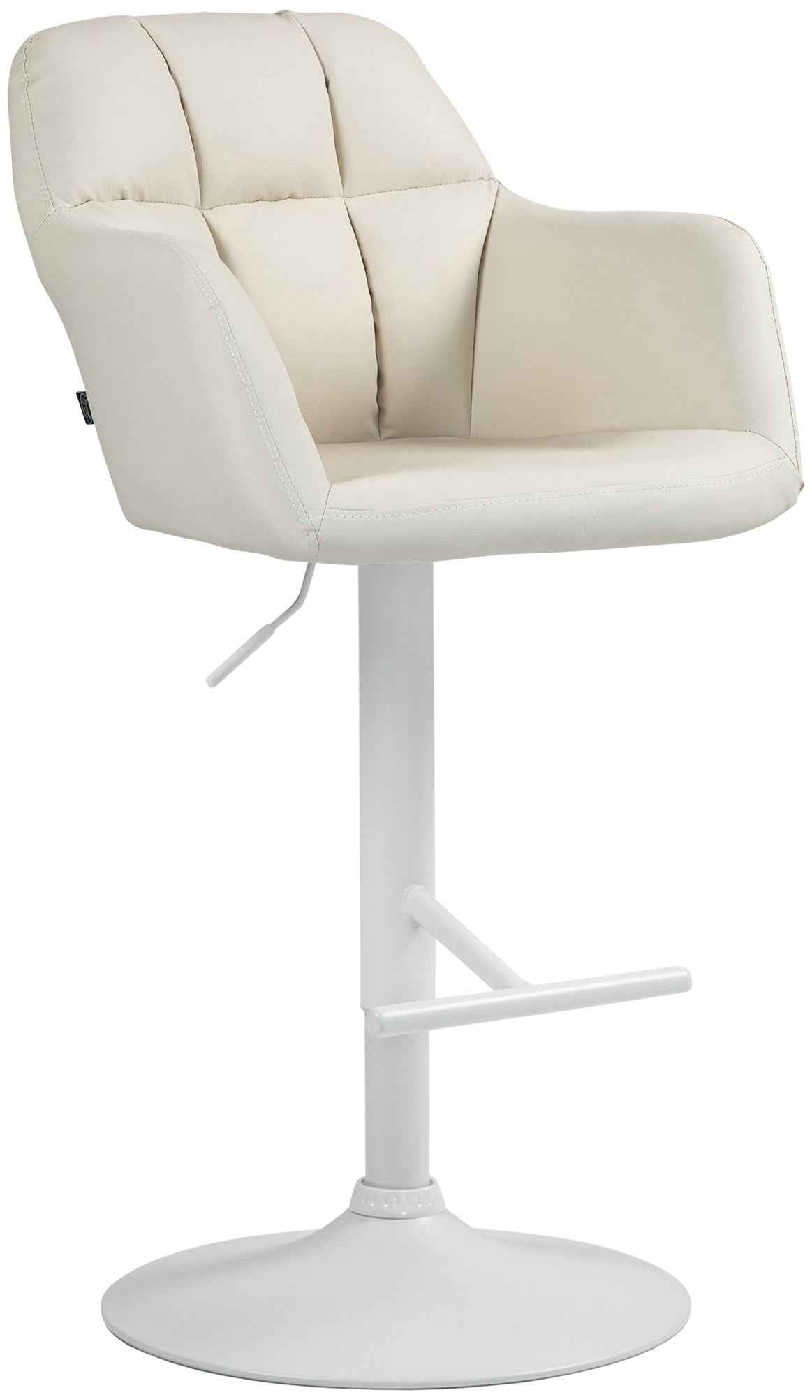 Barkruk Natoma kunstleer creme,Metaal mat wit creme