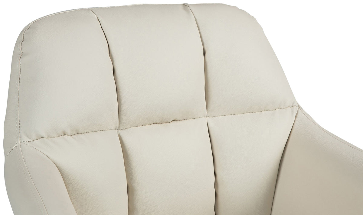 Barkruk Natoma kunstleer creme,Metaal mat wit creme