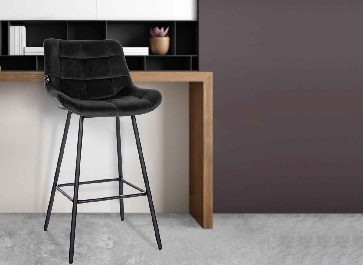 Barkruk Weston zwart,Fluweel schwarz