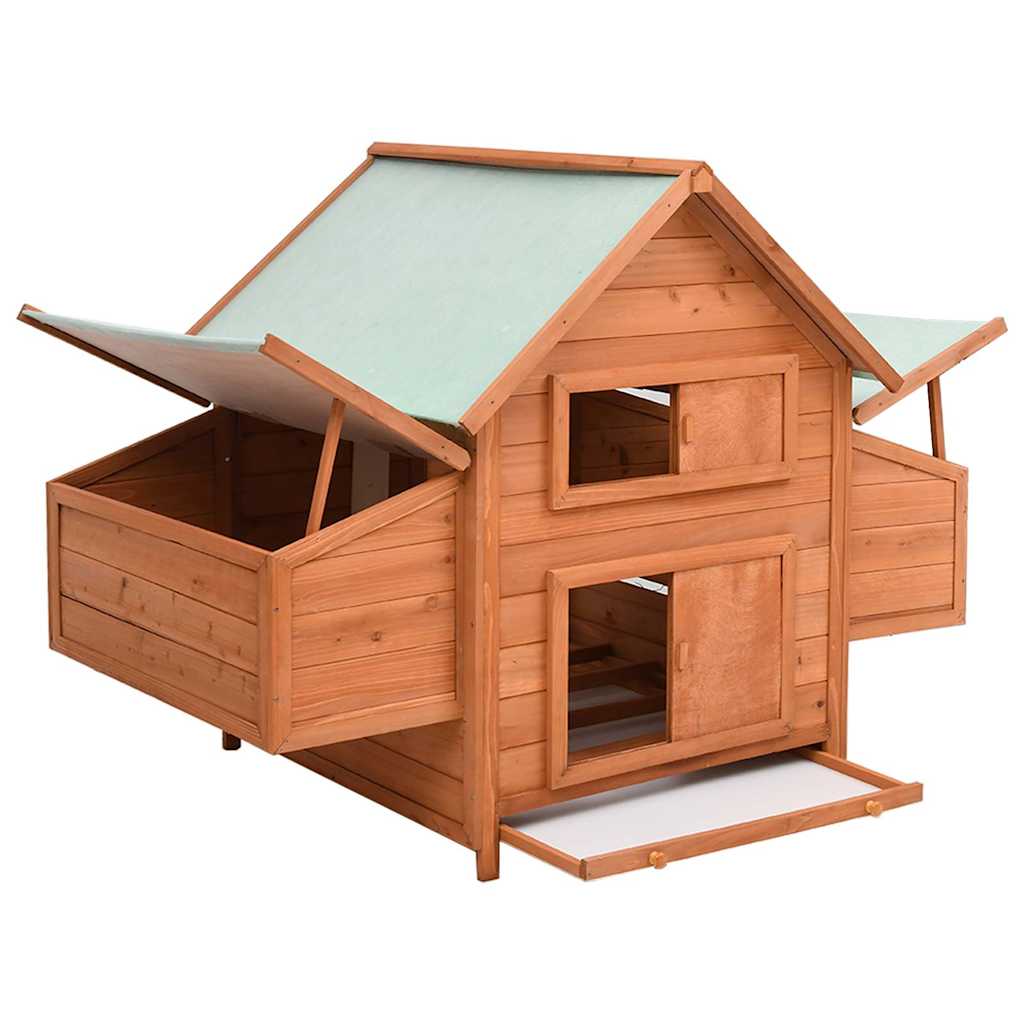 vidaXL Kippenhok 150x96x110 cm massief vurenhout grijs en wit - Aashly
