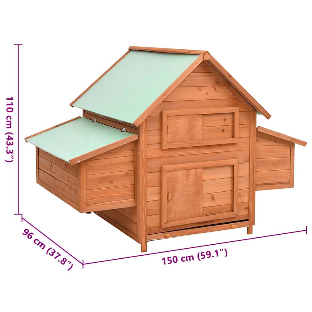 vidaXL Kippenhok 150x96x110 cm massief vurenhout grijs en wit - Aashly