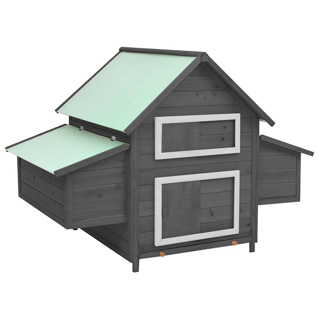 vidaXL Kippenhok 150x96x110 cm massief vurenhout grijs en wit - Aashly