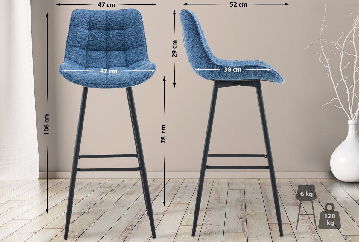 Barkruk Dartford blauw,Stof blau