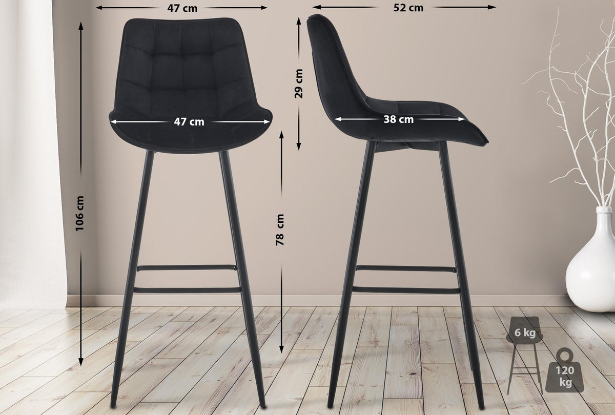 Barkruk Dartford zwart,Fluweel schwarz