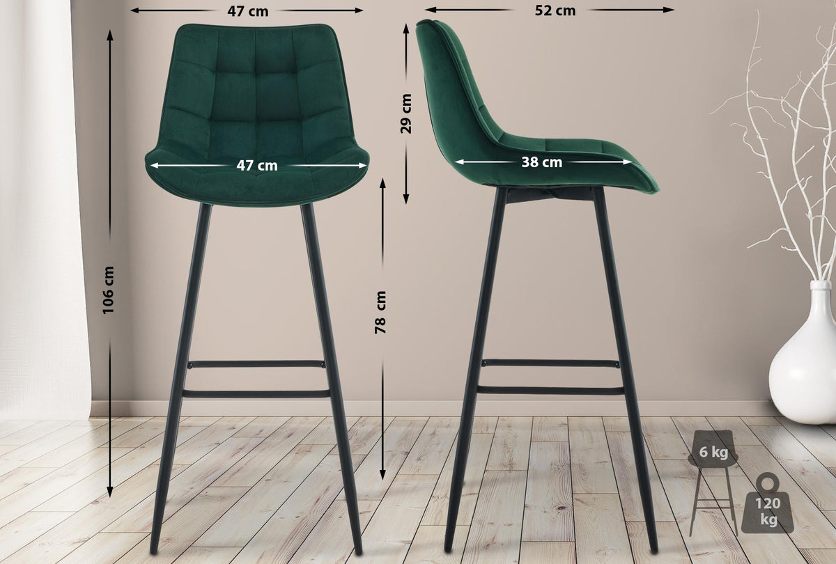 Barkruk Dartford groen,Fluweel grün