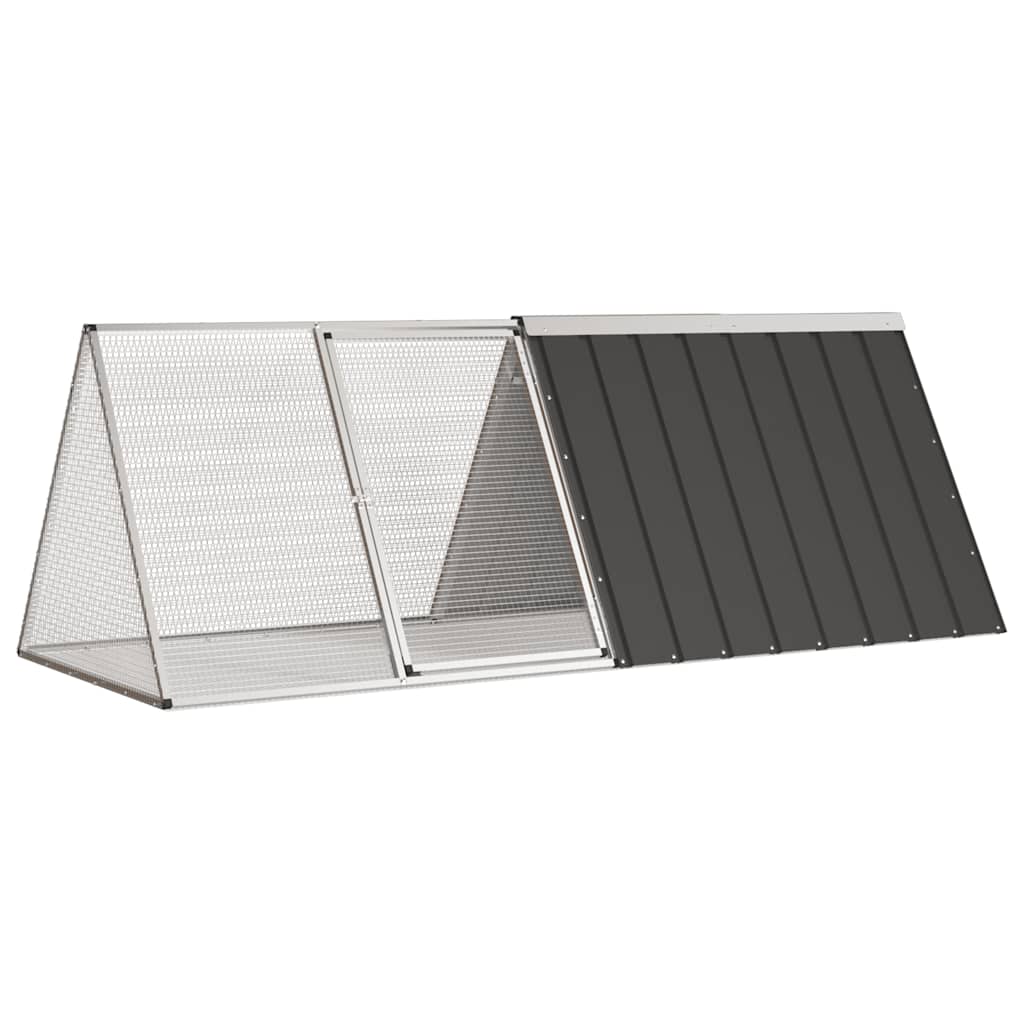vidaXL Konijnenhok 201,5x80,5x71 cm gegalvaniseerd staal grijs - Aashly