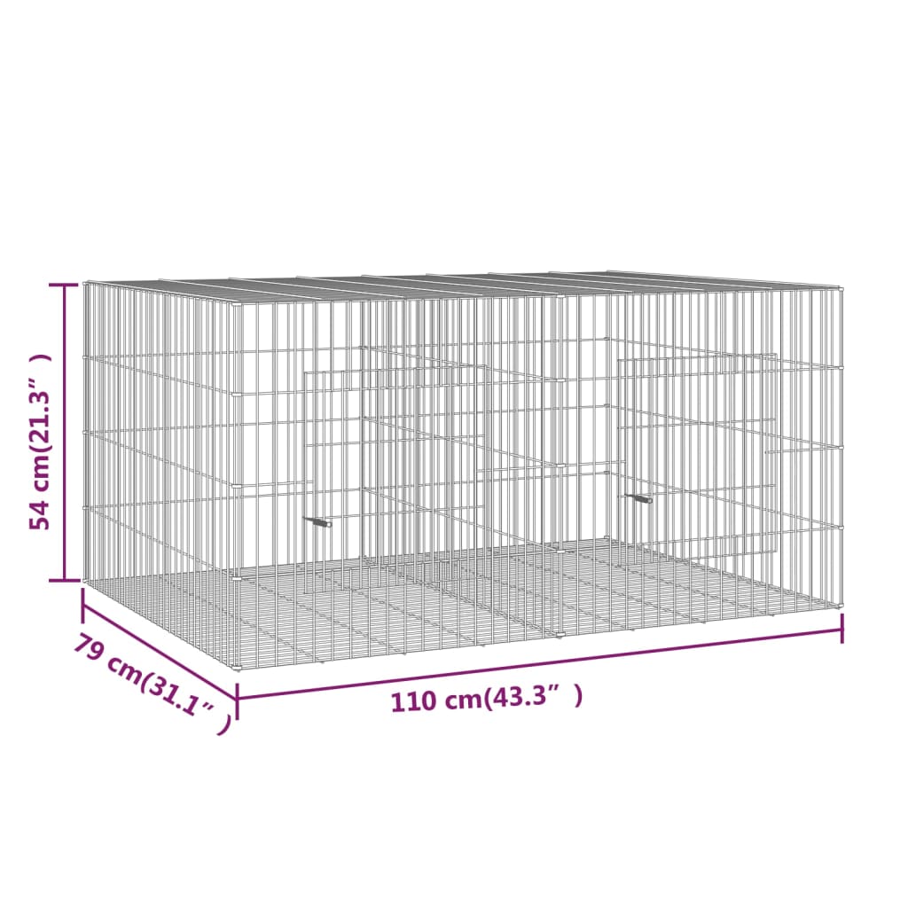vidaXL Konijnenkooi 78x54x54 cm gegalvaniseerd ijzer - Aashly