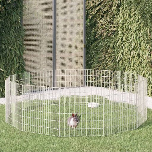 vidaXL Dierenverblijf 6 panelen 54x60 cm gegalvaniseerd ijzer - Aashly