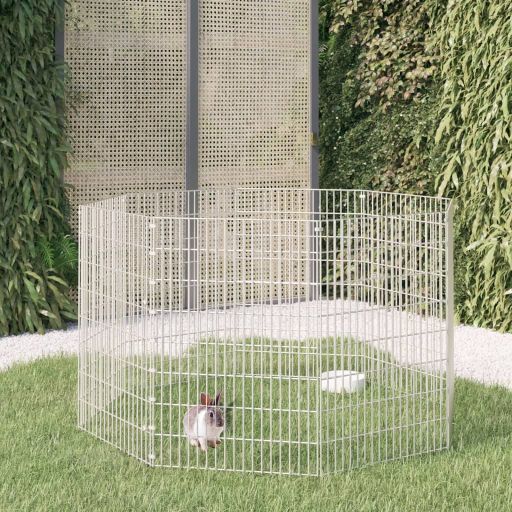 vidaXL Dierenverblijf 6 panelen 54x60 cm gegalvaniseerd ijzer - Aashly