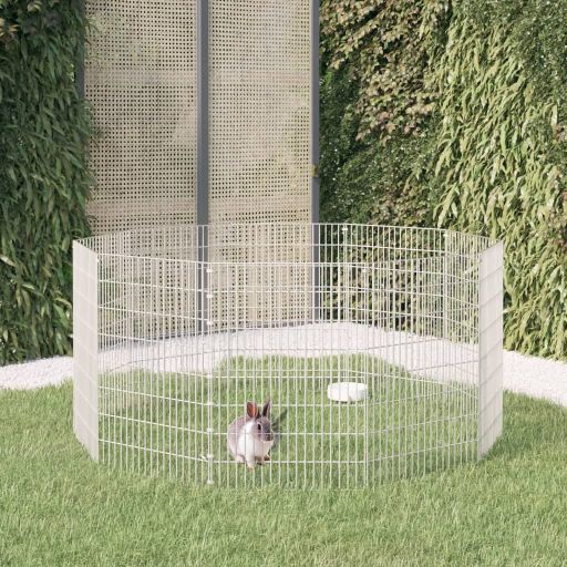 vidaXL Dierenverblijf 6 panelen 54x60 cm gegalvaniseerd ijzer - Aashly