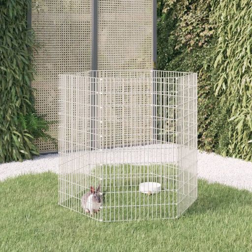 vidaXL Dierenverblijf 6 panelen 54x60 cm gegalvaniseerd ijzer - Aashly