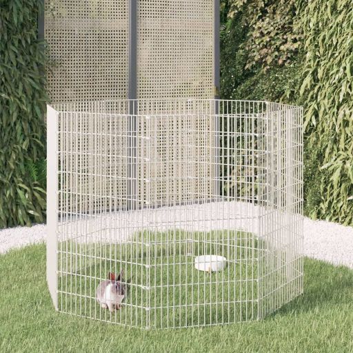 vidaXL Dierenverblijf 6 panelen 54x60 cm gegalvaniseerd ijzer - Aashly