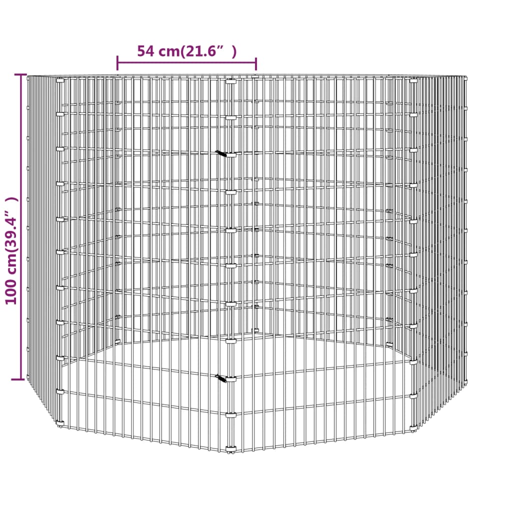 vidaXL Dierenverblijf 6 panelen 54x60 cm gegalvaniseerd ijzer - Aashly