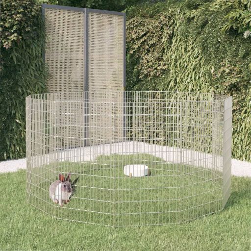 vidaXL Dierenverblijf 6 panelen 54x60 cm gegalvaniseerd ijzer - Aashly