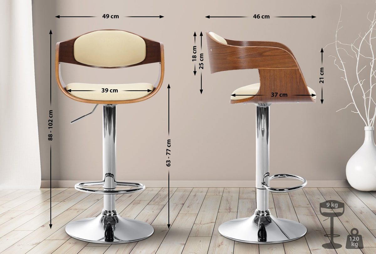 Barkruk Kingston Kunstleer walnoot/creme walnuss/creme
