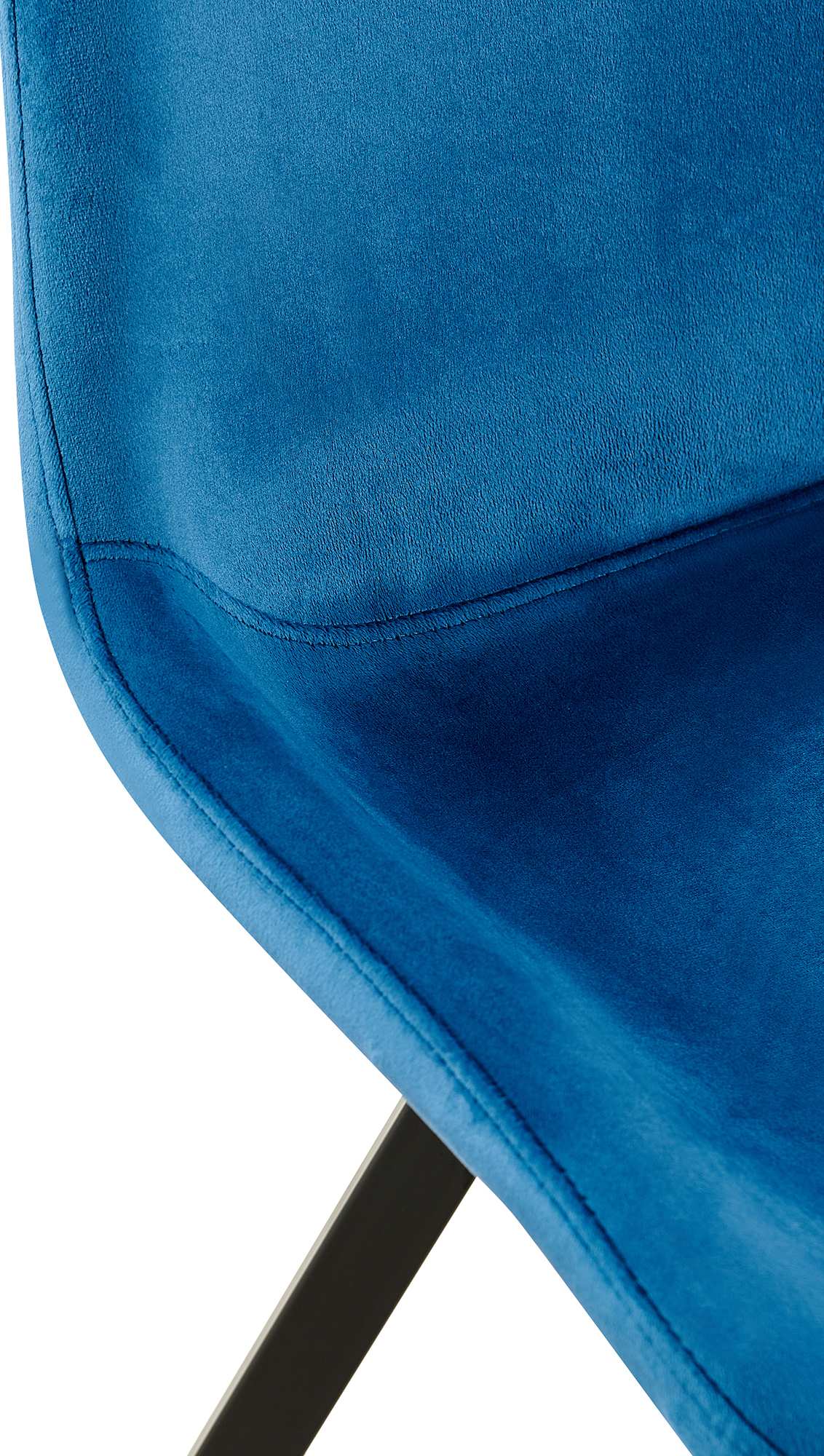 Eetkamerstoel Lewes fluweel donkerblauw dunkelblau
