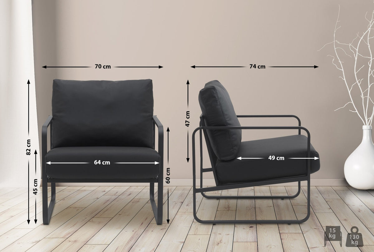 Fauteuil Manea zwart,Kunstleer schwarz