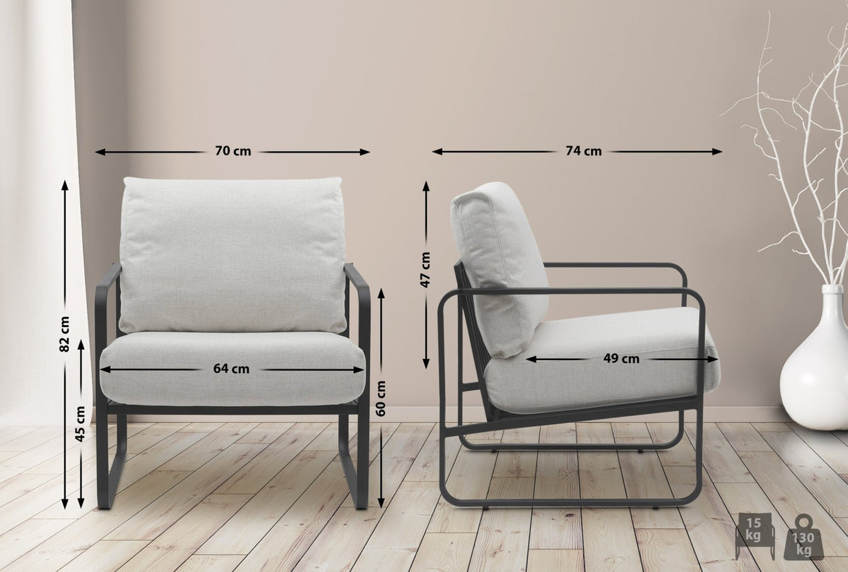 Fauteuil Manea creme,Stof creme