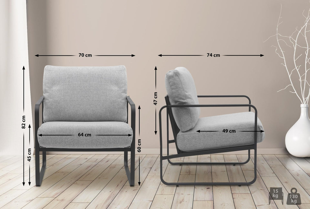 Fauteuil Manea licht grijs,Stof hellgrau