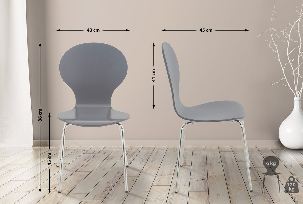 Set van 2 stapelstoelen Diego grijs grau