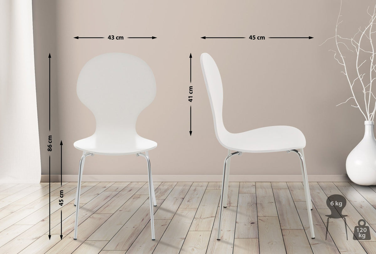 Set van 4 stapelstoelen Diego wit weiß