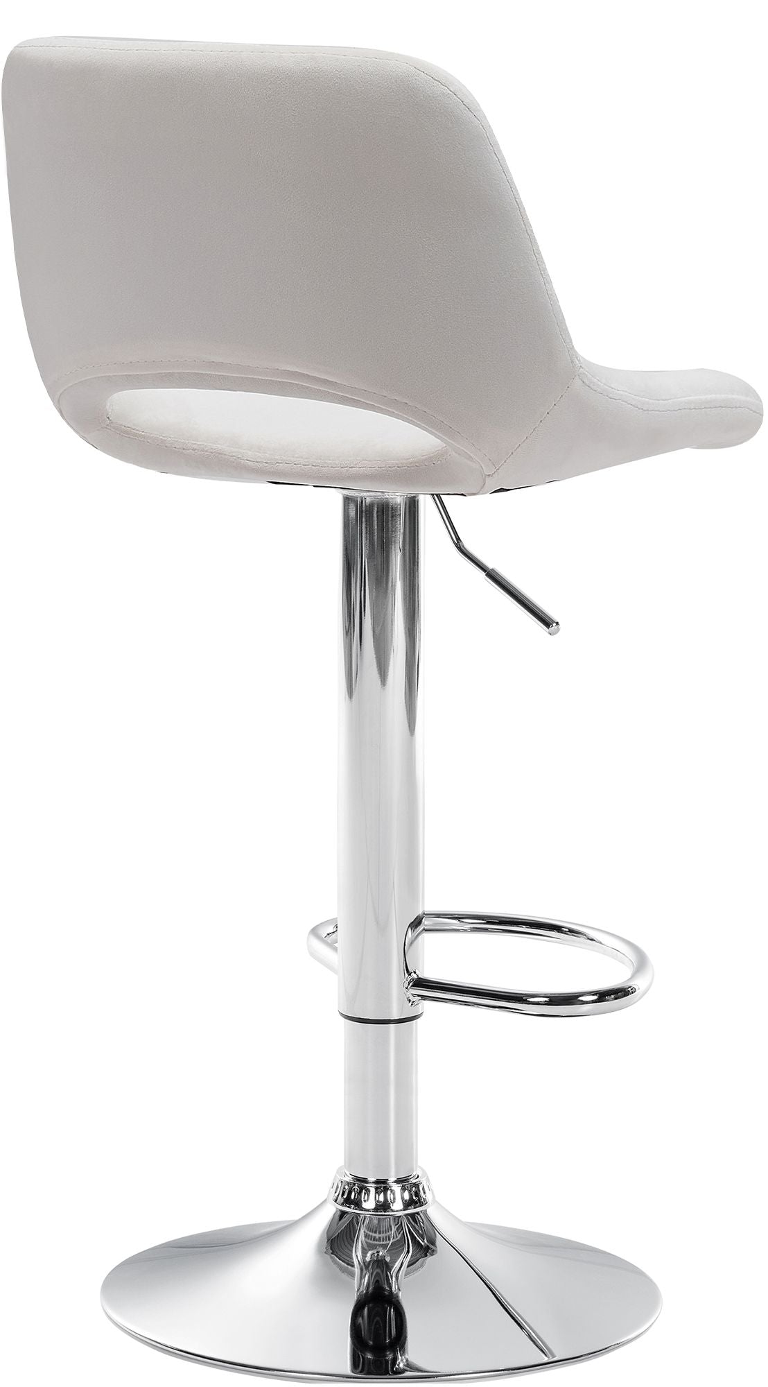 Barkruk Camden fluweel creme,Metaal in chroomoptiek creme