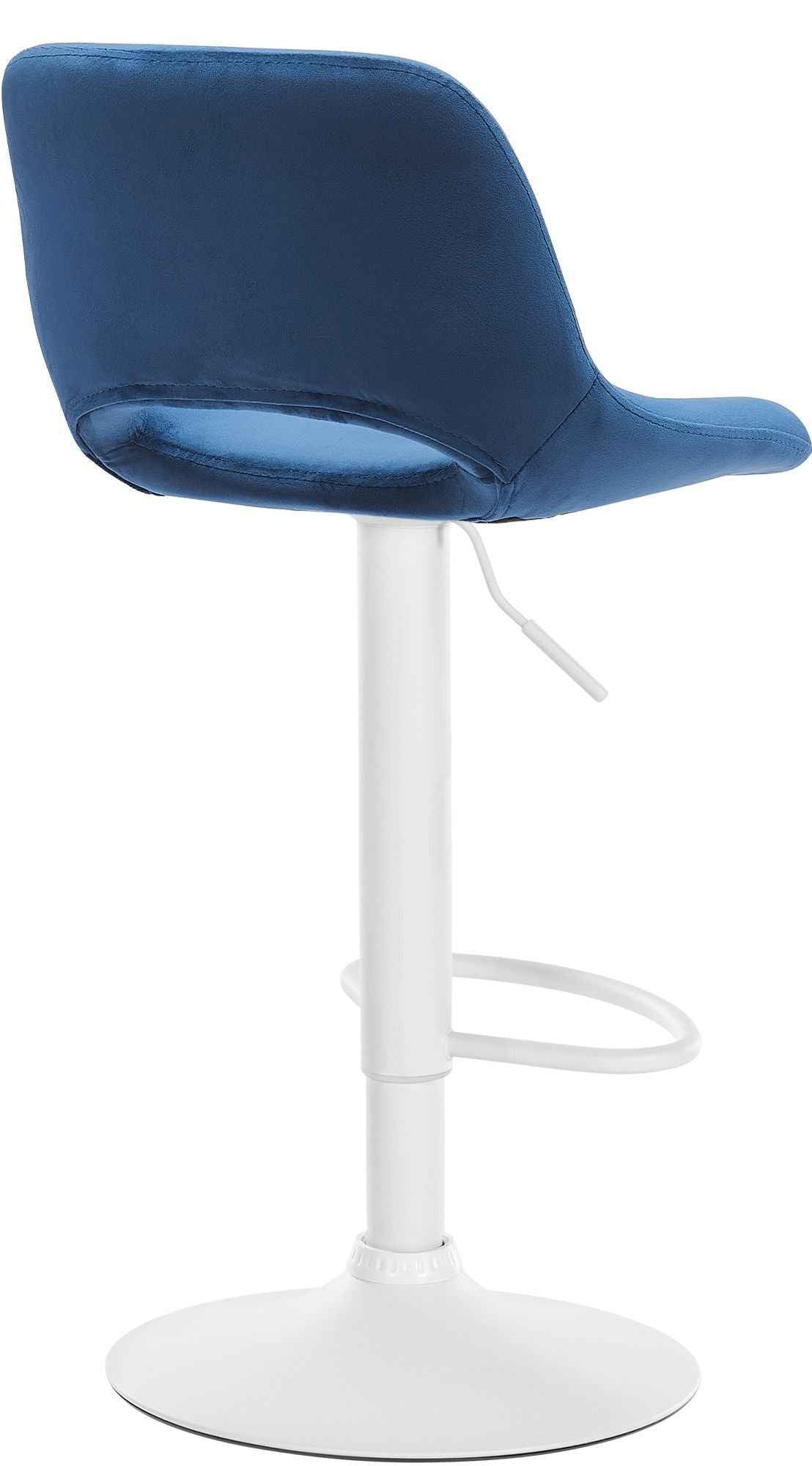 Barkruk Camden fluweel blauw,Metaal mat wit blau