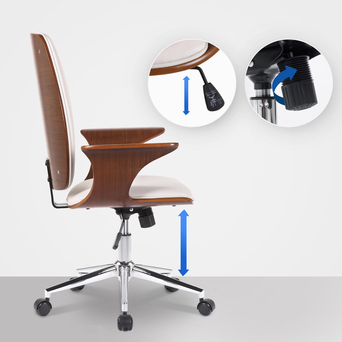 Bureaustoel Burbank walnoot/wit,Kunstleer walnuss/weiß