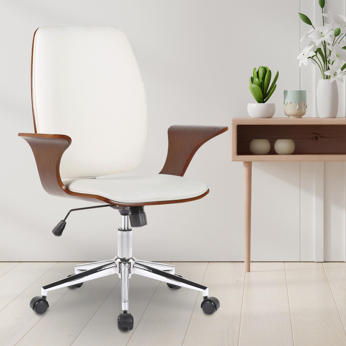 Bureaustoel Burbank walnoot/wit,Kunstleer walnuss/weiß