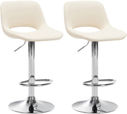 Set van 2 barkrukken Camden kunstleer creme,Metaal in chroomoptiek creme