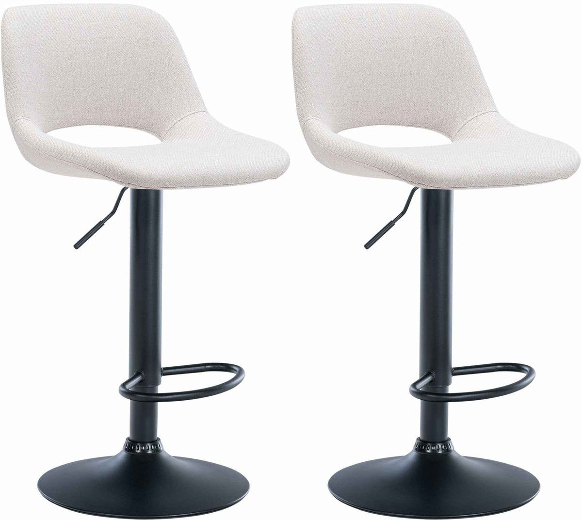 Set van 2 barkrukken Camden stof creme,Metaal mat zwart creme