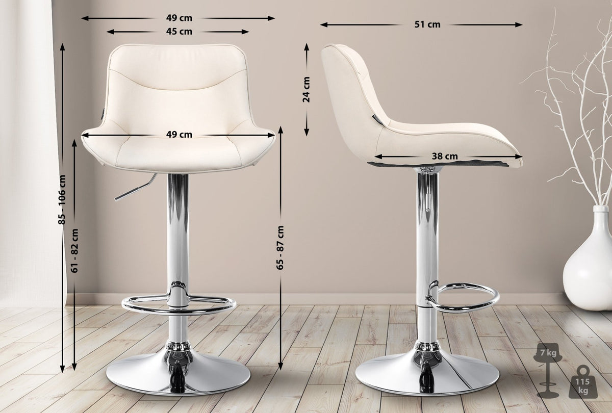 Set van 2 barkrukken Vonore kunstleer creme,chroom creme