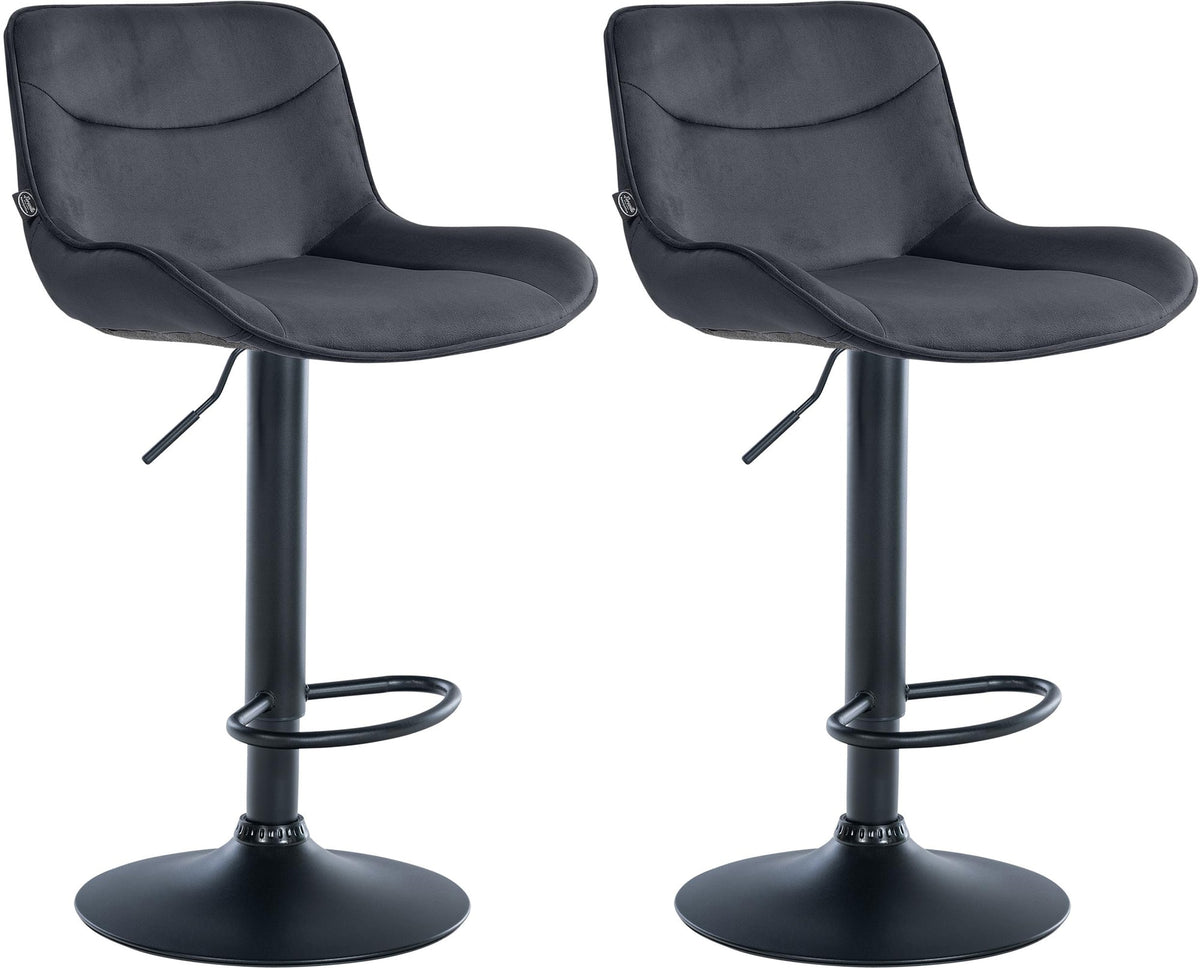 Set van 2 barkrukken Vonore fluweel zwart,zwart schwarz