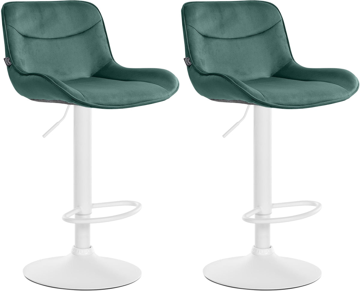 Set van 2 barkrukken Vonore fluweel groen,wit grün