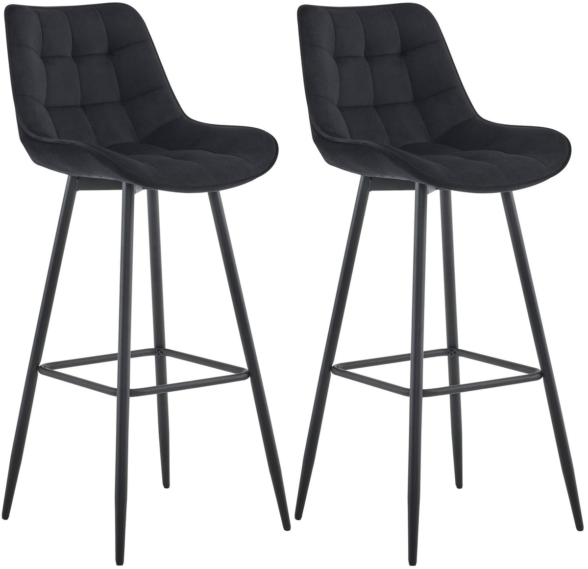 Set van 2 barkrukken Dartford zwart,Fluweel schwarz