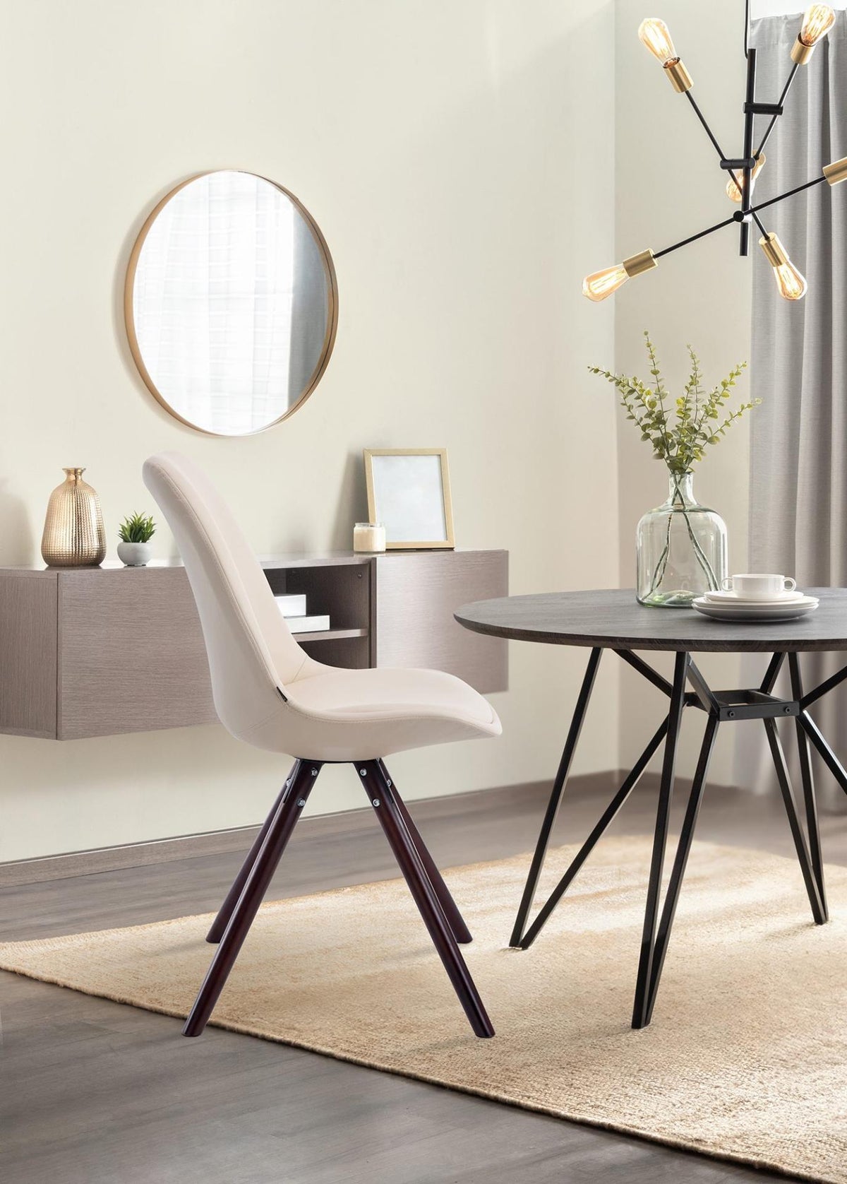 Eetkamerstoel Laval Rond cappuccino,creme creme