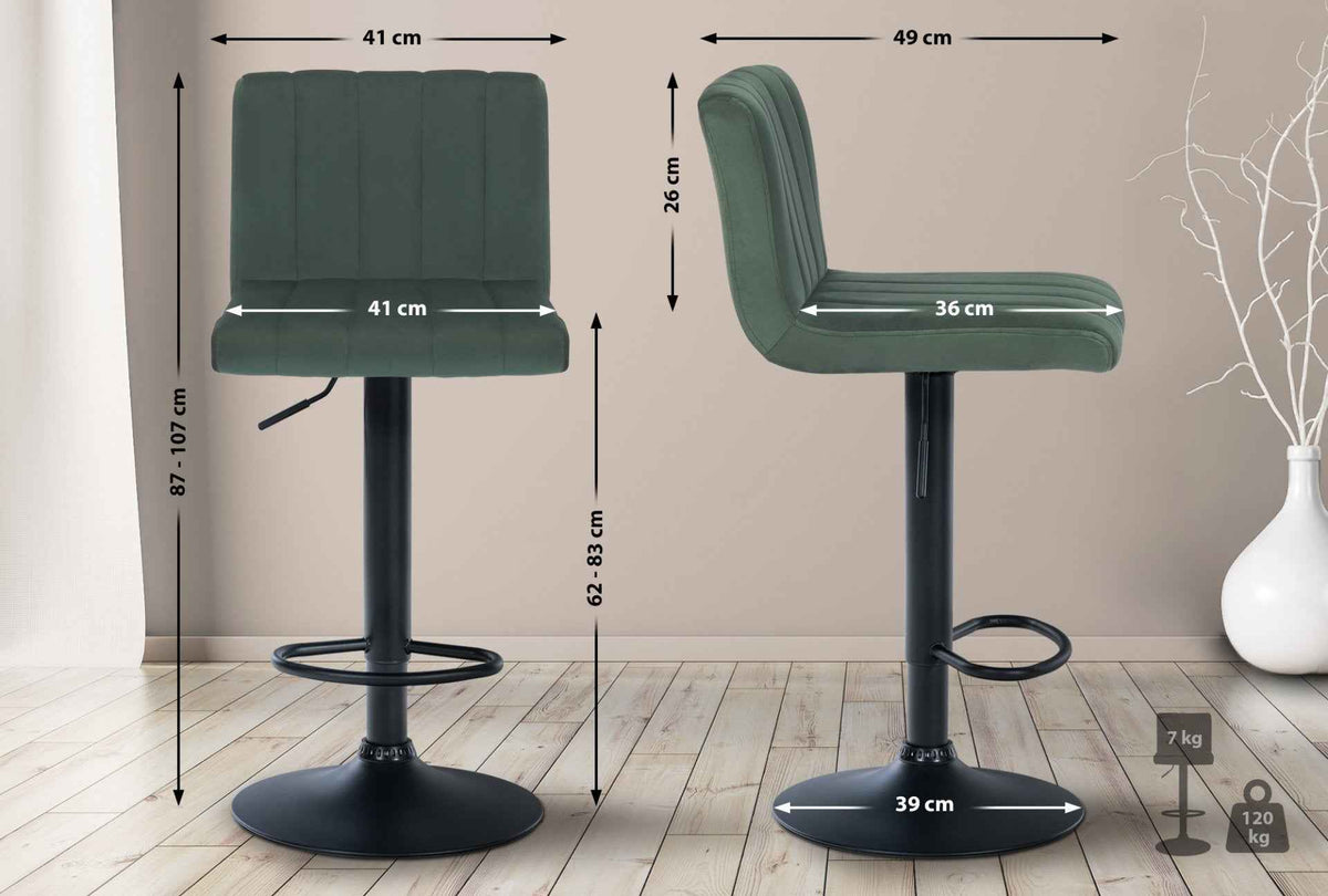 Set van 2 Barkrukken Jamie Fluweel groen grün