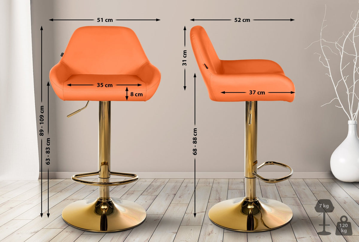 Barkruk Braga goud kunstleer oranje orange