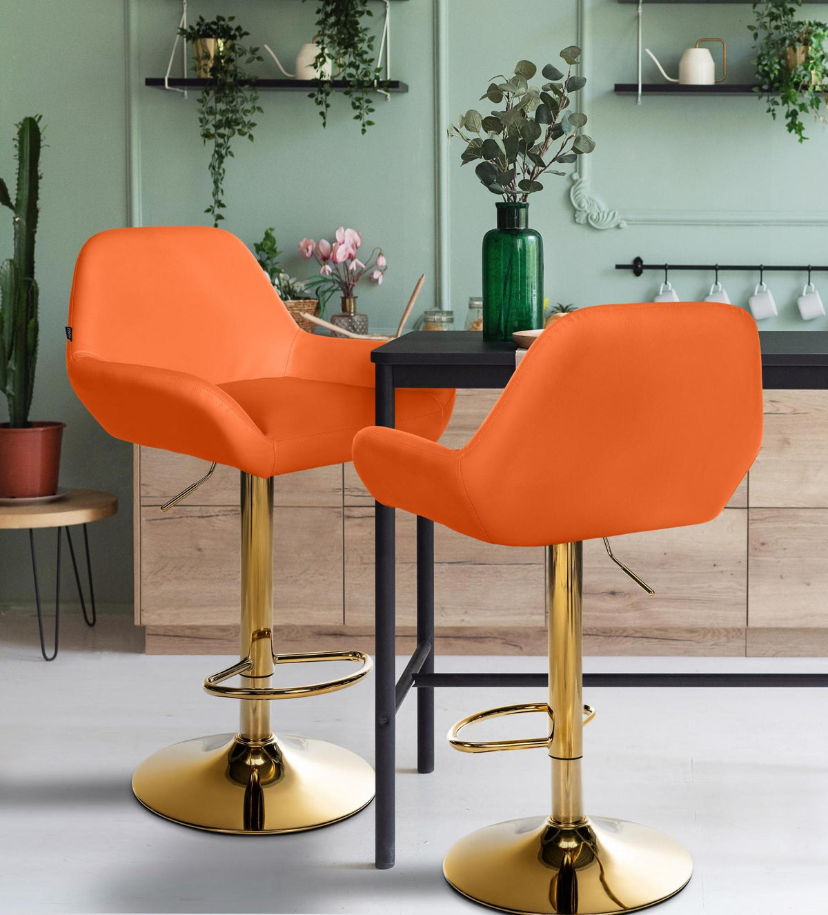 Barkruk Braga goud kunstleer oranje orange