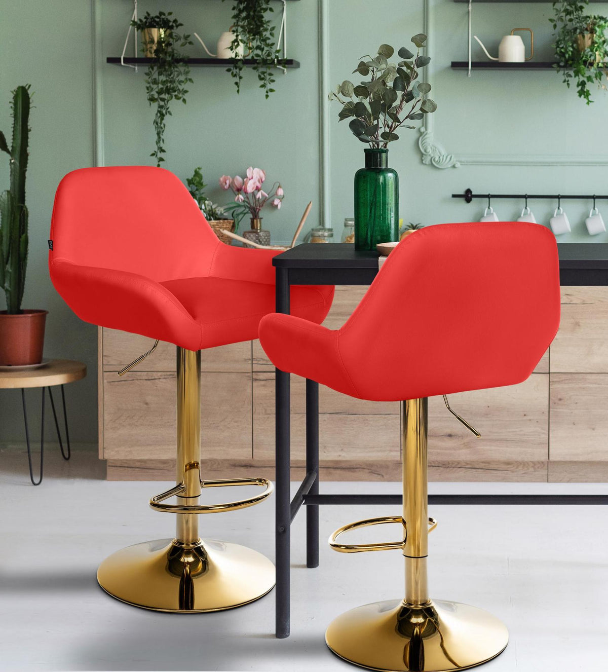 Barkruk Braga goud kunstleer rood rot