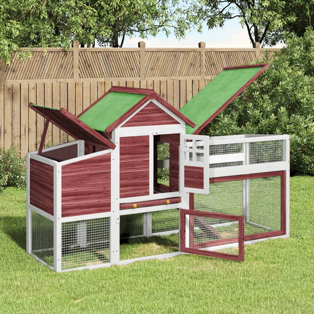 vidaXL Kippenhok 186,5x58,5x113 cm massief grenenhout grijs - Aashly