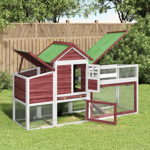 vidaXL Kippenhok 186,5x58,5x113 cm massief grenenhout grijs - Aashly