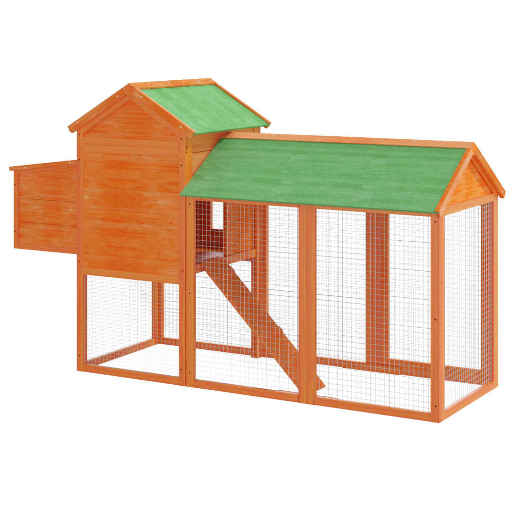 vidaXL Kippenhok 193x65x117 cm massief grenenhout mokkakleurig - Aashly