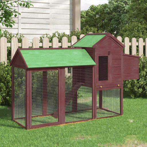 vidaXL Kippenhok 193x65x117 cm massief grenenhout mokkakleurig - Aashly