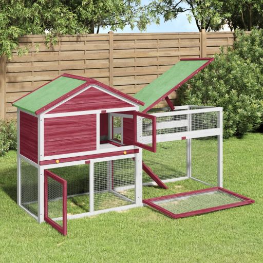 vidaXL Konijnenhok 185,5x60,5x109,5 cm massief grenenhout bruin - Aashly