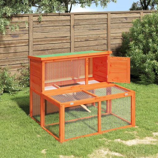 vidaXL Konijnenhok 102x90x84,5 cm massief grenenhout bruin - Aashly