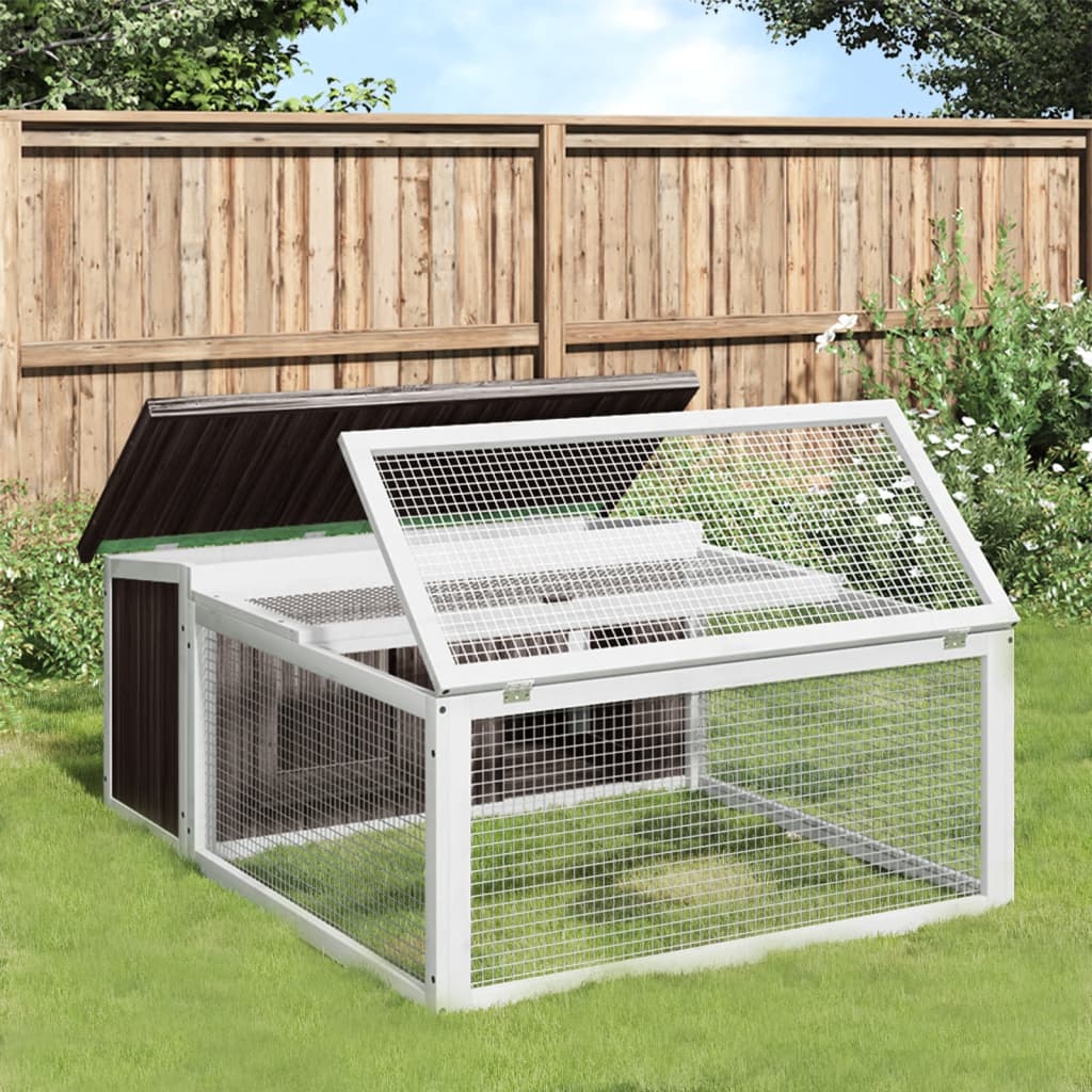 vidaXL Konijnenhok 117,5x97x47,5 cm massief grenenhout mokkakleurig - Aashly